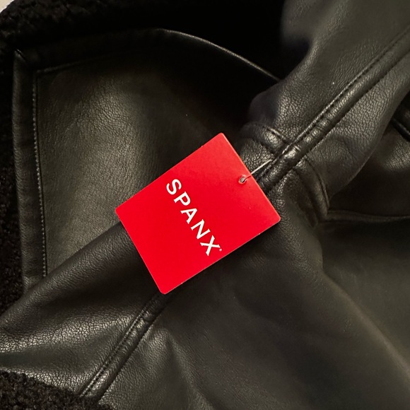 NWT SPANX FLEECE AND FAUX LEATHER LONG WRAP JACKET 🔥SOLD OUT🔥 - Picture 7 of 10
